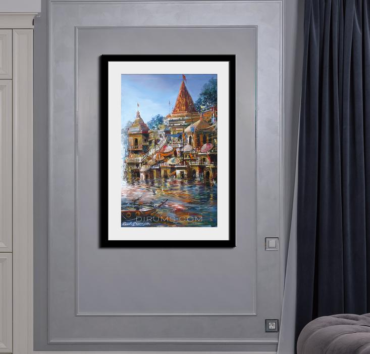 Banaras Painting Colorful Handpainted Luxury Painting Size(Inch): 29 W x 47 H by Panchu Gharami